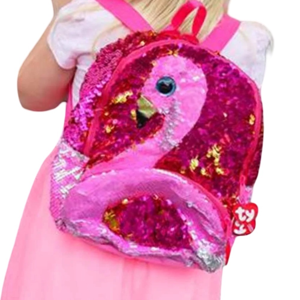 TY “Gilda” Pink Sequin Flamingo Backpack